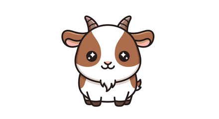 Fototapeta premium Cute Rounded Goat Character Eid al-Adha Flat Illustration Isolated White
