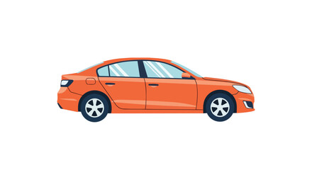 Obraz premium Orange sedan car side view vector illustration