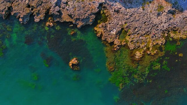 Bulgarian coastline fisherman village from Shabla with lighthouse aerial view  