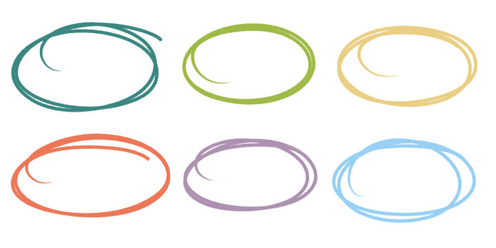 Circle frame set. Colorful highlighter circle on white background. Brush highlight text circles deign.