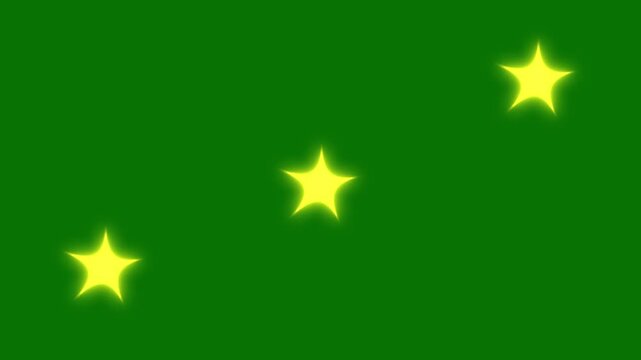 Sparkle twinkle stars animation in 4k with glowing glitter particle trail, magic star pop burst, cartoon doodle shine effect on green screen loop