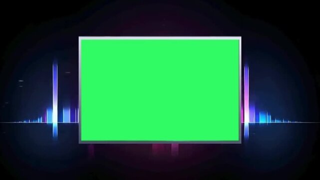 Podcast Green Screen Overlay with Audio Spectrum and Live Streaming Icons Background