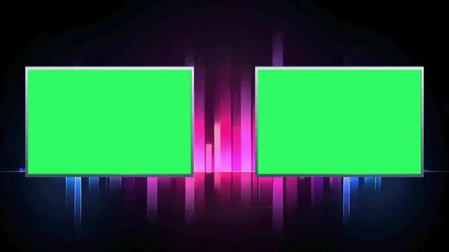 Podcast Green Screen Overlay with Audio Spectrum and Live Streaming Icons Background
