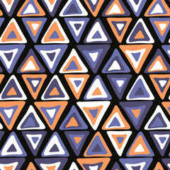 Seamless pattern with triangle decoranive art print. Polygonal rainbow mosaic background. Abstract vector illustration. Triangular graphic Simple pattern geometric design for fabric, wallpaper.