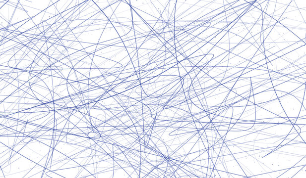 Abstract chaotic blue scribbles vector illustration random line art texture for creative design and artistic concepts