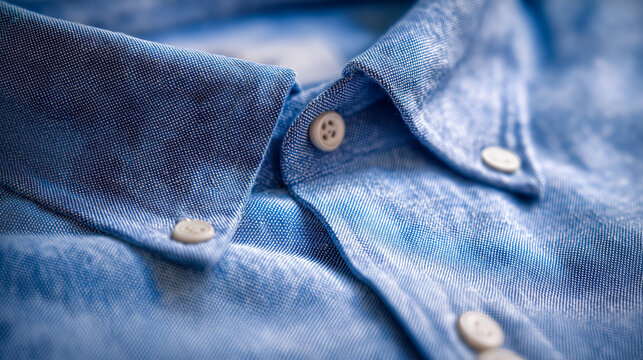 Macro blue denim shirt with buttons