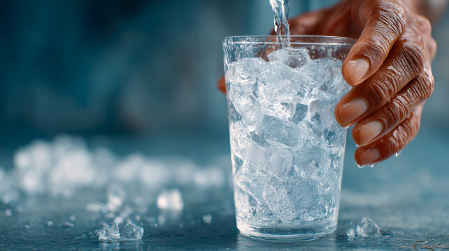 Cold Drink with Ice Cubes in a Glass