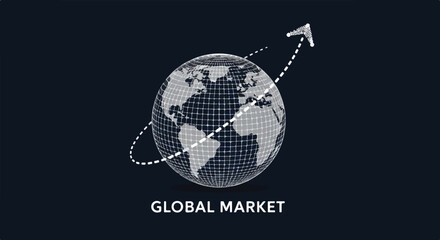 Obraz premium Global Startup Globe with Rising Arrow Showing Development