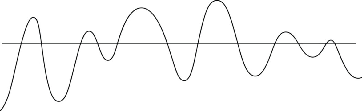Audio waveform with baseline isolated on white background dynamic sound signal vector illustration frequency amplitude variation abstract music design element