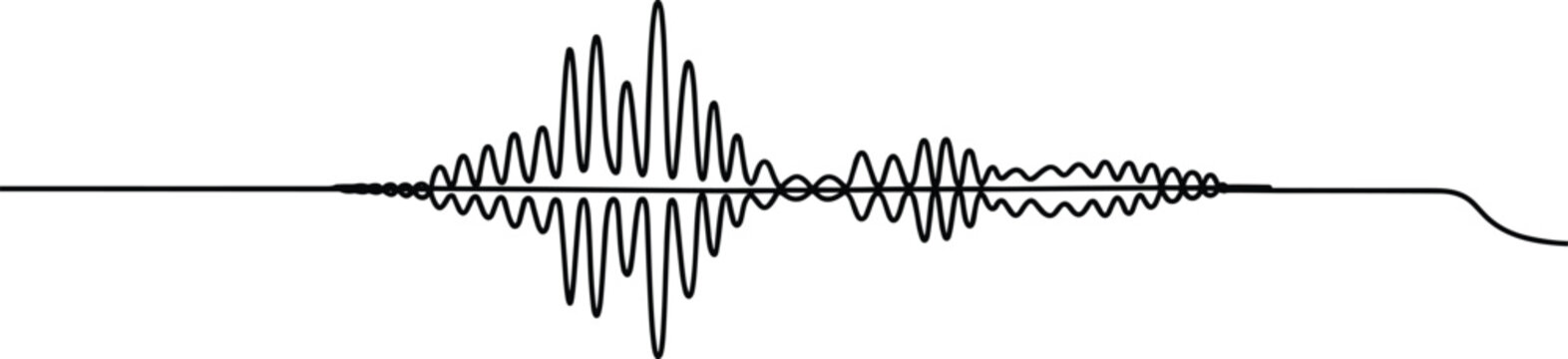 Complex audio waveform isolated on white background dynamic sound signal vector illustration frequency amplitude modulation abstract music design element