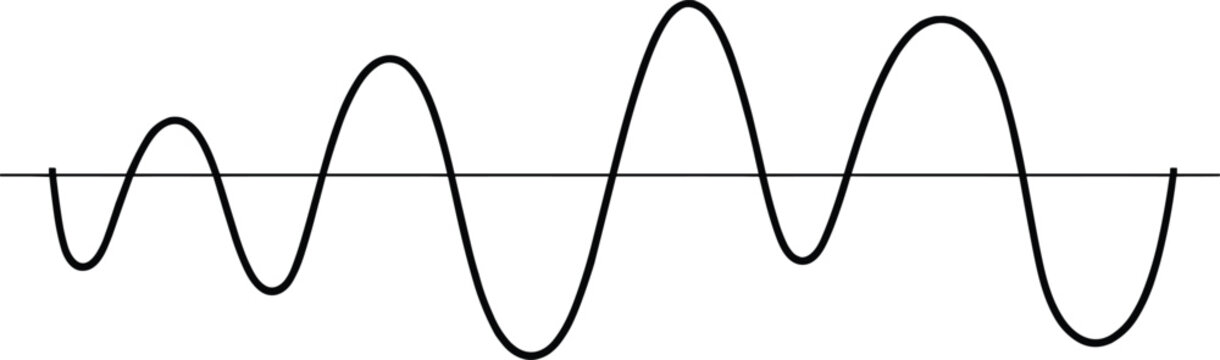 Sine wave oscillation with baseline isolated on white background audio signal waveform vector illustration frequency abstract line design element
