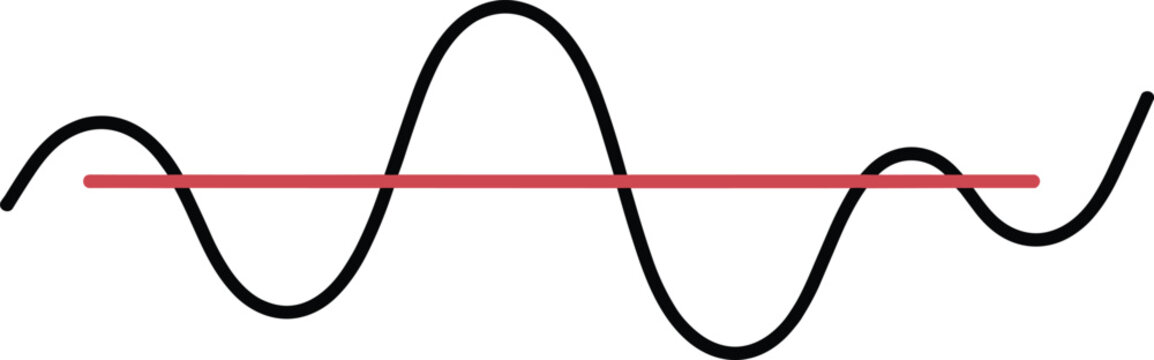 Sine wave signal with baseline isolated on white background audio frequency waveform vector illustration abstract sound design element