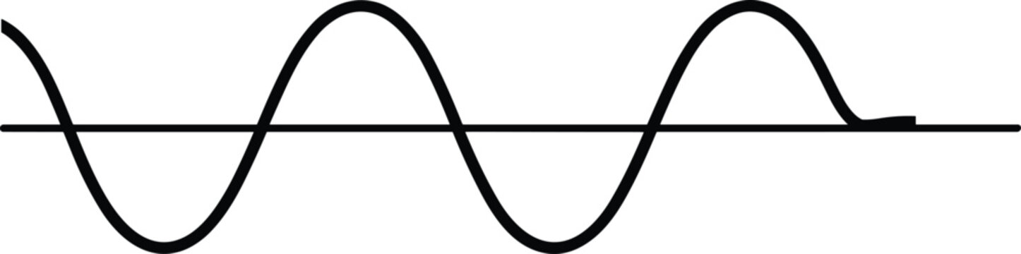 Sine wave with baseline isolated on white background audio signal waveform vector illustration frequency oscillation minimal design element