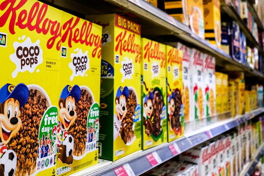 Boxes of Traditional Kellogg Coco Pops Breakfast Cereal