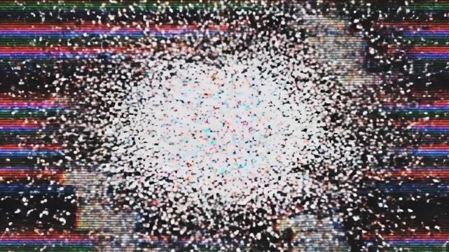 Abstract digital noise and static interference on a screen creating a distorted visual effect