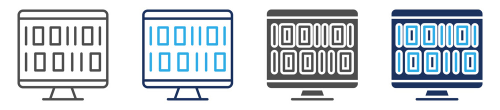 machine code icon set multi concept