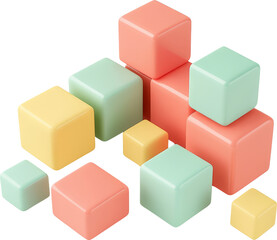 Obraz premium Playful pastel cubes scattered, creating cheerful, abstract composition