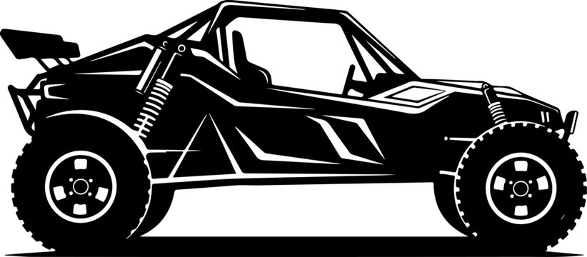 Black off-road buggy, side view, vector illustration, automotive design