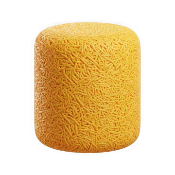 A cylinder covered in vermicelli pasta
