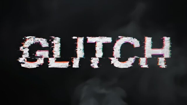 This features a glitchy error screen with distorted pixels and a dark background, conveying a sense of technological failure and chaos.