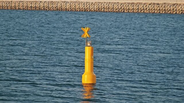 Waterway Indicator Sea Mark Cardinal Sign Buoy Floating at Sea as Underwater Danger Caution
