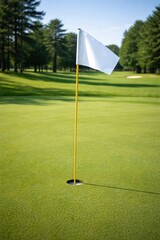 Obraz premium Pristine golf course flag.