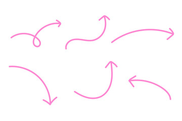 手描き風カーブ矢印セット シンプルな方向指示ラインアイコン素材集 © fii