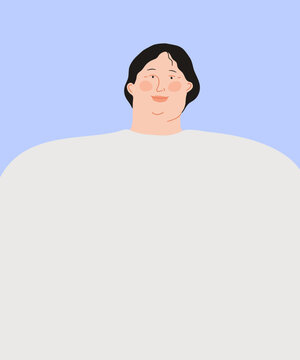 Portrait of Mom. Asian Woman vector illustration.