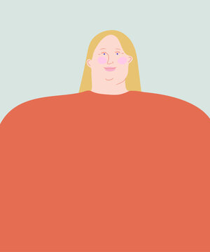 Portrait of Mom. Blonde Caucasian Woman vector illustration.