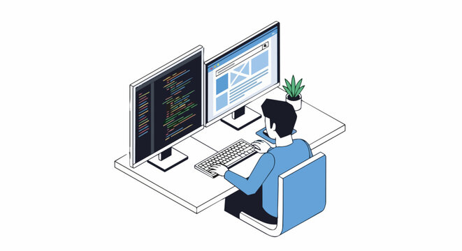 Isometric Software Developer at Dual Monitor Workstation Programming and Designing Web UI