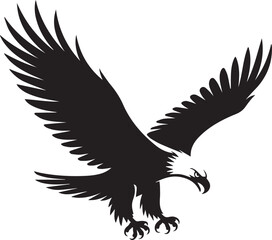 Fototapeta premium A black silhouette of an eagle in mid-flight 