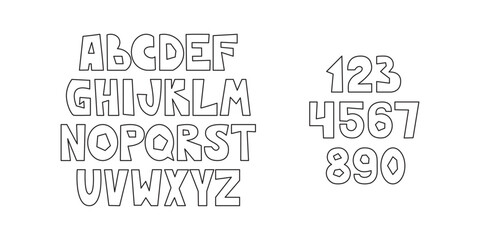 Obraz premium A collection of letters and numbers designed with a fun, rounded, and slightly irregular outline, perfect for educational materials or creative projects