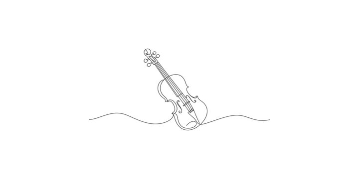 A minimalist line drawing of a violin with a continuous line music instrument string art