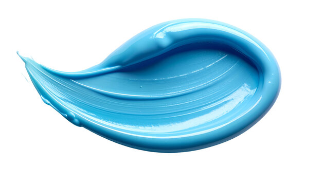 Swirl of blue paint stroke with smooth texture vibrant color and glossy finish on clean backdrop for creative projects