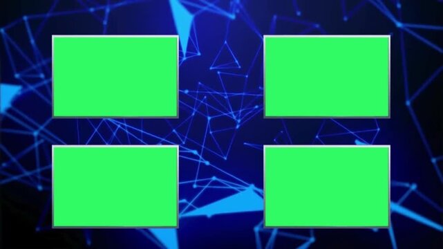 Green Screen Video Layout Templates on Abstract Blue Network Background