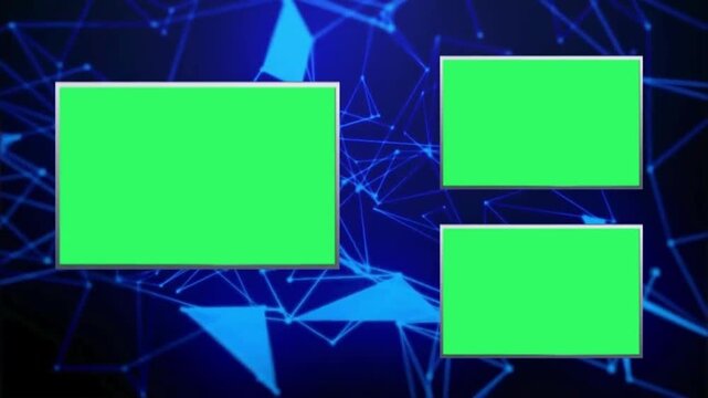 Green Screen Video Layout Templates on Abstract Blue Network Background