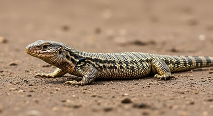 Fototapeta premium Lizard on dirt path.