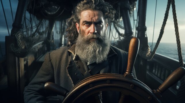 Captain Benjamin Spooner Briggs holding the ship