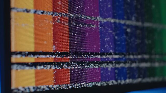 Closeup Shattered Display Color Bands Showing Pixellevel Damage, Saltlike Residue And Droplets On Glass Surface, Horizontal And Vertical Rainbow Stripes, Highcontrast Texture And Smear,