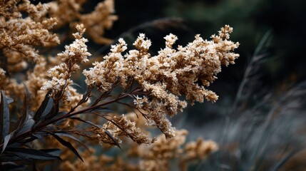 Fototapeta premium Delicate Brown Flowers Blooming in Soft Focus Background of Nature