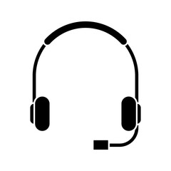 Obraz premium Headset Icon – Customer Support Headphones with Microphone, Call Center Vector