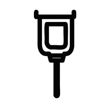 Computer cable connector icon. VGA or DVI hardware plug symbol. Bold line art vector illustration isolated on transparent background