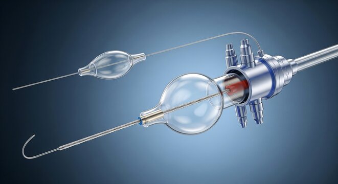 Medical device with inflatable balloon catheter and wire guide for vascular procedures