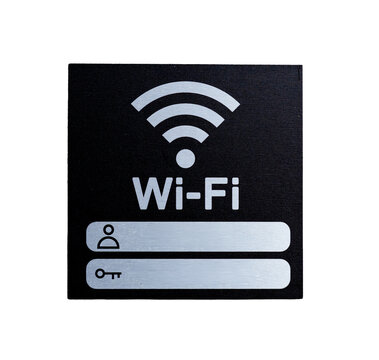 Black Wi-Fi sign with login and password fields isolated on transparent background