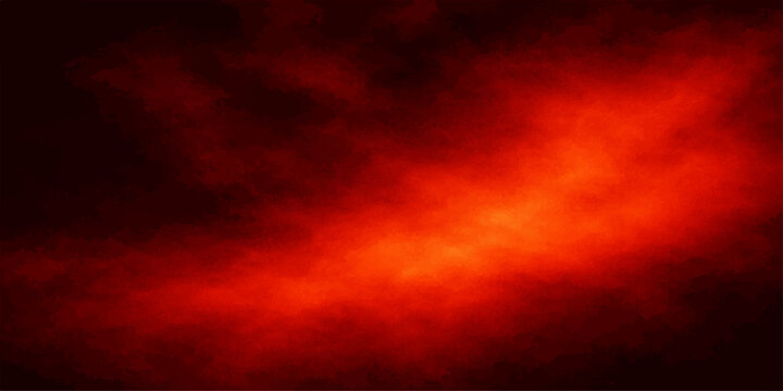 Dramatic abstract red smoke and fire texture blending into a beautiful sunset sky with dark storm clouds and orange sunlight