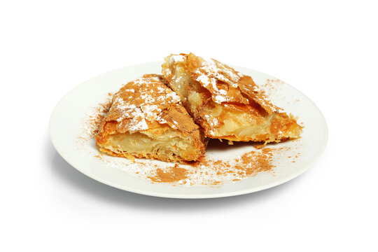 bougatsa greek puff pastry With cinnamon and icing sugar