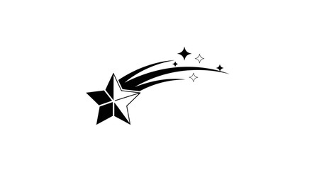 Obraz premium Dynamic Shooting Star Icon with Trailing Lines and Smaller Stars on Isolated White Background