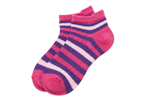 Colorful striped ankle socks with playful patterns and vibrant colors. isolated on transparent background