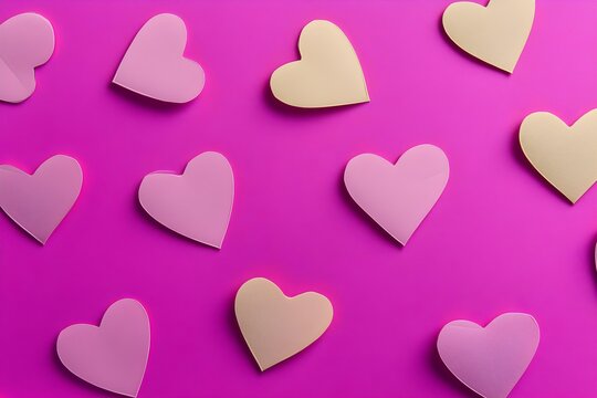 Seamless Background of magenta Paper Hearts