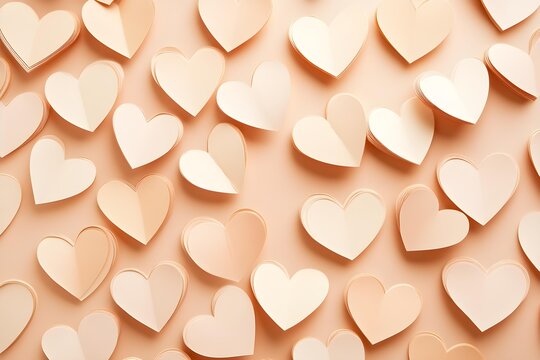 Seamless Background of rose gold Paper Hearts